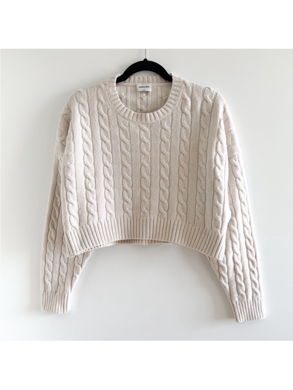 Aritzia Cropped Cable Knit Sweater - Cream